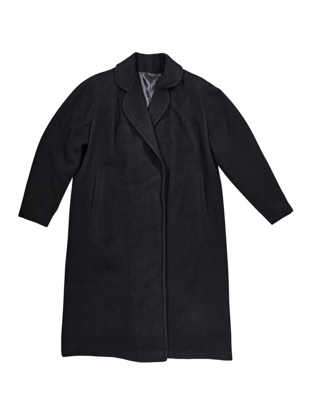 Vintage Cashmere Black Swing Coat Open Front Somersville James Roxton M - Picture 3 of 7